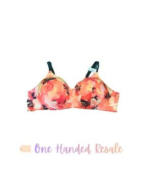 🌺 torrid Watercolor Coral Orange Floral Moulded Lightly Lined Wire-Free Bra 50B